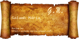 Galamb Mária névjegykártya